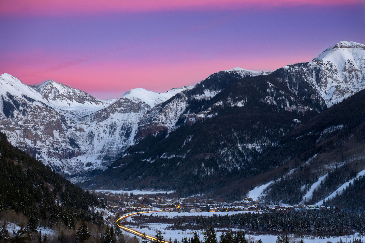 birds eye view of Telluride's box canyon