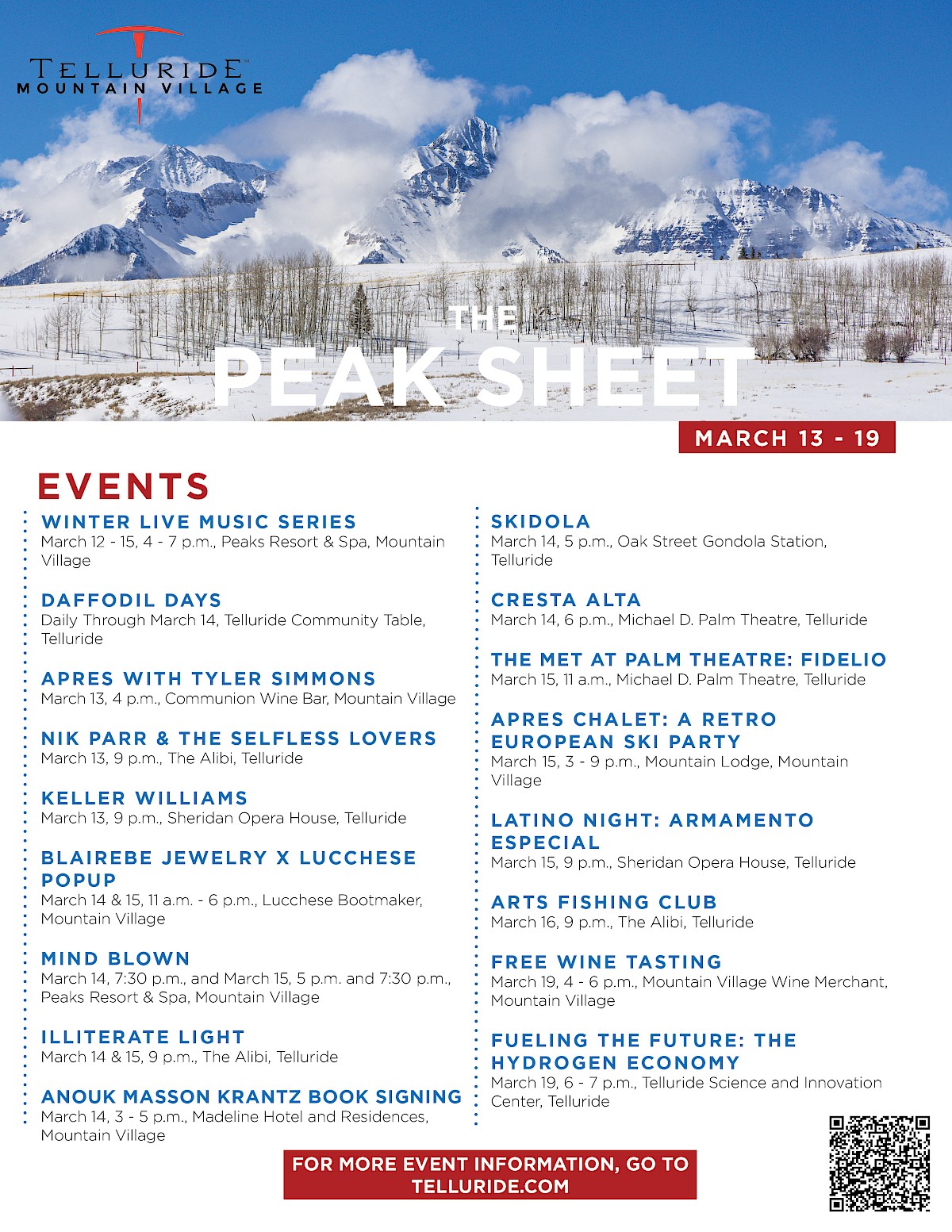 Telluride Peak Sheet: March 13 - 19, 2025 – Events, Music & Mountain Fun — photo 2