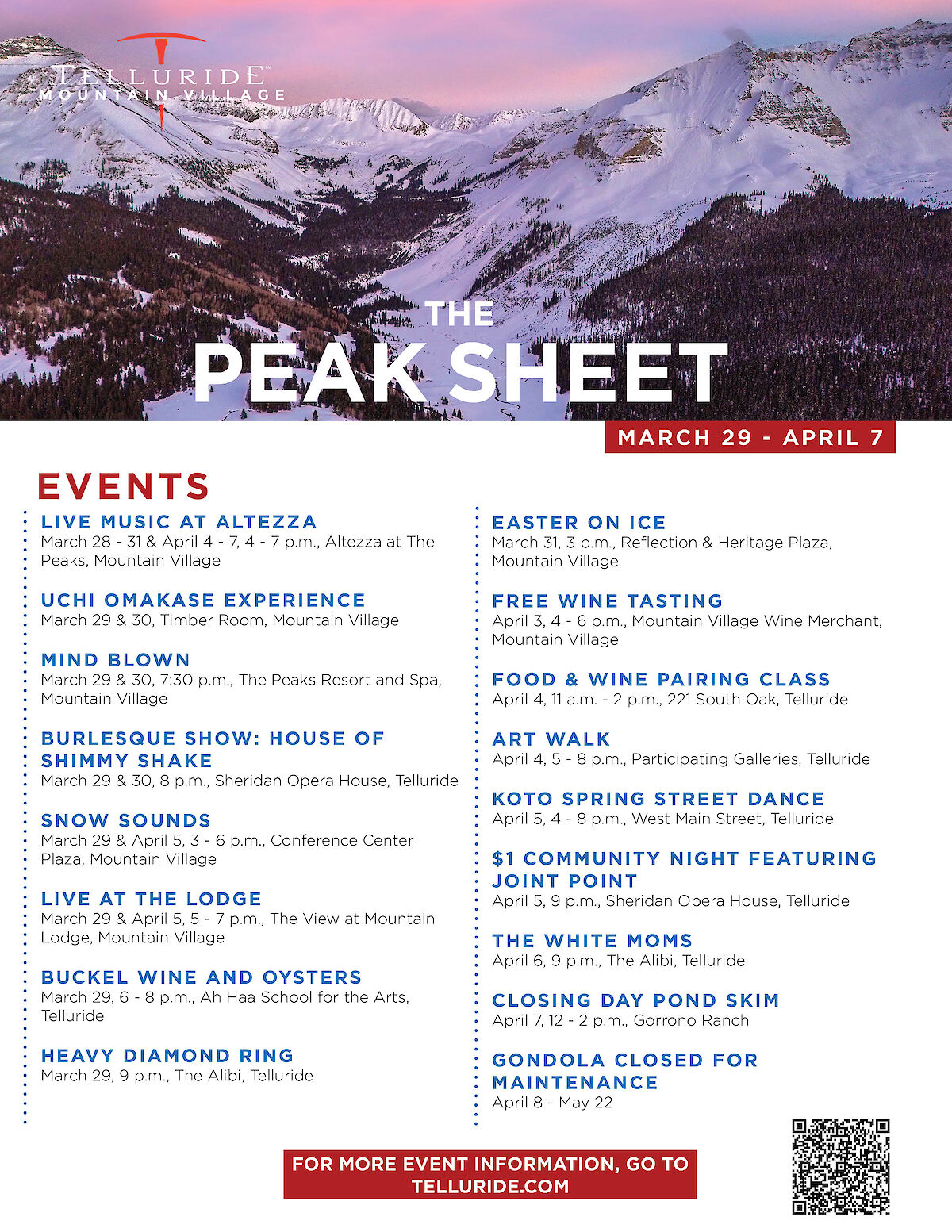 Telluride PEAK SHEET: March 29 - April 7 — photo 2