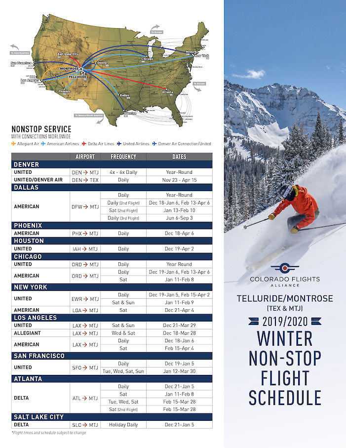 Flights to Telluride, CO Winter 2019/20