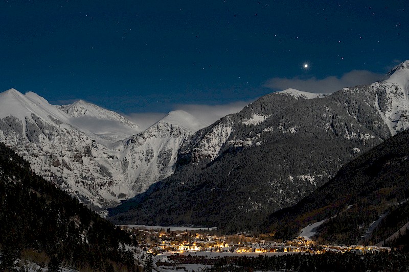 birds eye view of Telluride, CO box canyon