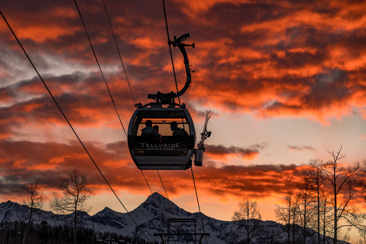 Telluride gondola during sunset